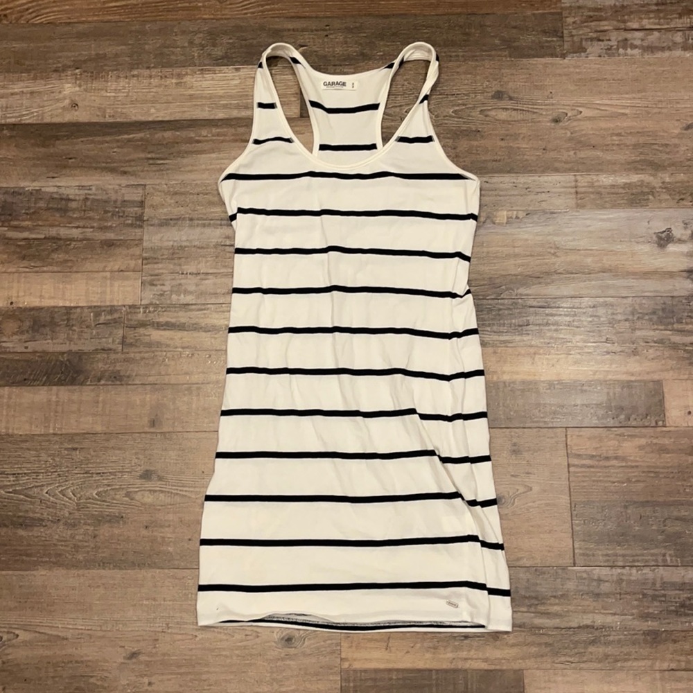*GARAGE* white and black stripped dress ; size: M ; condition: *VERY GOOD*